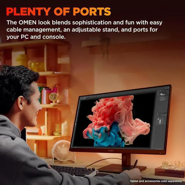 Alt view image 4 of 7 - HP OMEN 27 Inch QHD (2560 x 1440) Gaming Monitor, 180Hz Refresh Rate, 1ms Response Time, AMD FreeSync, IPS Eye Comfort Display, Ultra-Smooth Gameplay, Low Blue Light, OMEN 27q G2