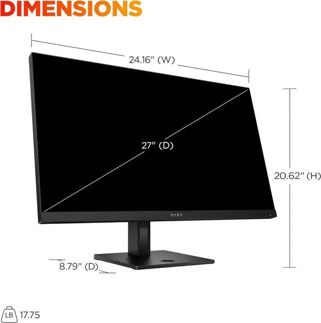 Alt view image 6 of 7 - HP OMEN 27 Inch QHD (2560 x 1440) Gaming Monitor, 180Hz Refresh Rate, 1ms Response Time, AMD FreeSync, IPS Eye Comfort Display, Ultra-Smooth Gameplay, Low Blue Light, OMEN 27q G2