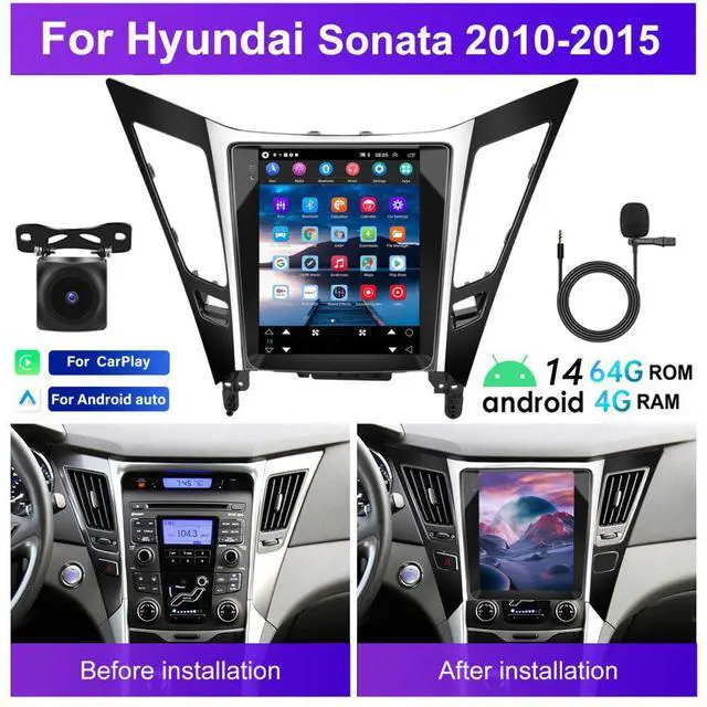 Alt view image 2 of 6 - Car Stereo Radio Android 14 Compatible for Hyundai Sonata 2011-2015 9.7 inch Double Din Wireless Carplay and Android Auto Car Navigation Player GPS/FM Navi BT AHD Camera+Microphone (4+64G)