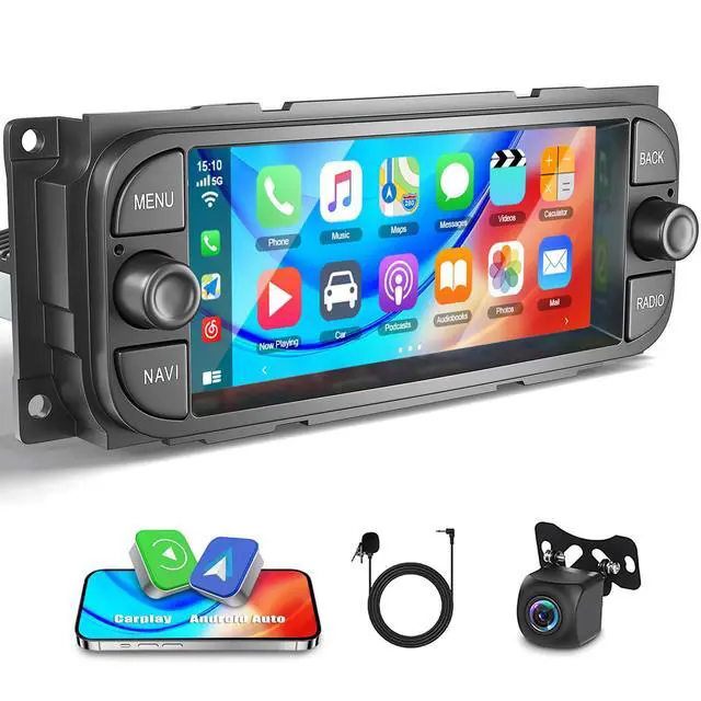 Alt view image 2 of 7 - Car Stereo Radio Upgrade for Dodge Viper 2003-2009 Android 14 Stereo | Replacement 6.86" Touch Screen Double Din Head Unit GPS Navi Support CarPlay/Android Auto Bluetooth WiFi FM SWC Backup Camera