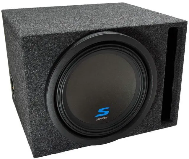 Main image of Single 12" Vented Loaded Sub Box with Alpine S-W12D4 Type S Subwoofer ASC | Deep Low-End Punch, Complete 12 Inch Combo Package for Trunks, Enclosure Ready, Add Your Own Amplifier