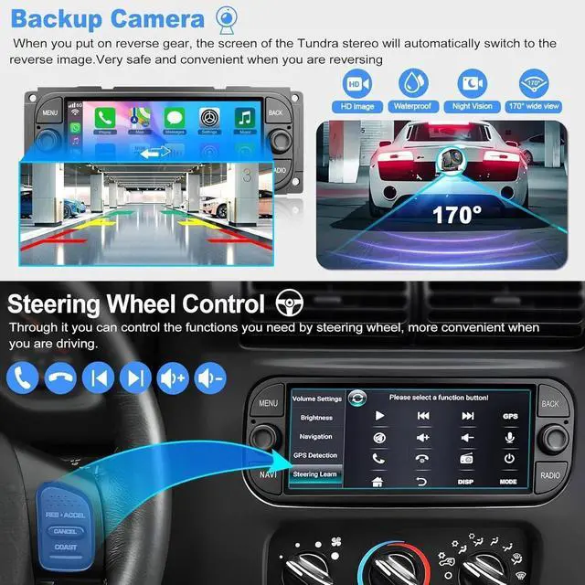 Alt view image 6 of 7 - Car Stereo Radio Upgrade for Dodge Viper 2003-2009 Android 14 Stereo | Replacement 6.86" Touch Screen Double Din Head Unit GPS Navi Support CarPlay/Android Auto Bluetooth WiFi FM SWC Backup Camera