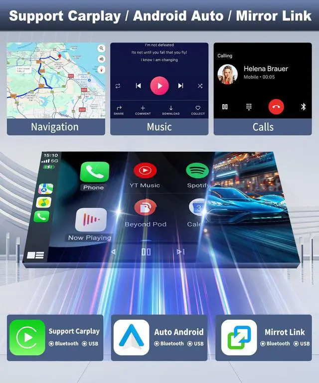 Alt view image 2 of 7 - Android 13 Double Din Car Stereo Radio for Dodge Ram 2013-2019 with Wireless Carplay Android Auto 9.7 in Touchscreen for Dodge Ram Car Stereo GPS Bluetooth WiFi FM RDS DSP SWC-2+64G