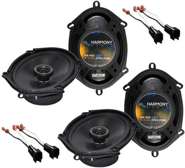 Main image of Speakers with Harness Fits Ford Explorer Sport Trac 2001-2010 | Rhythm Series 225W pair, 5x7 6x8 factory replacement, plug-and-play wiring install, covers 2004 models, clear sound upgrade