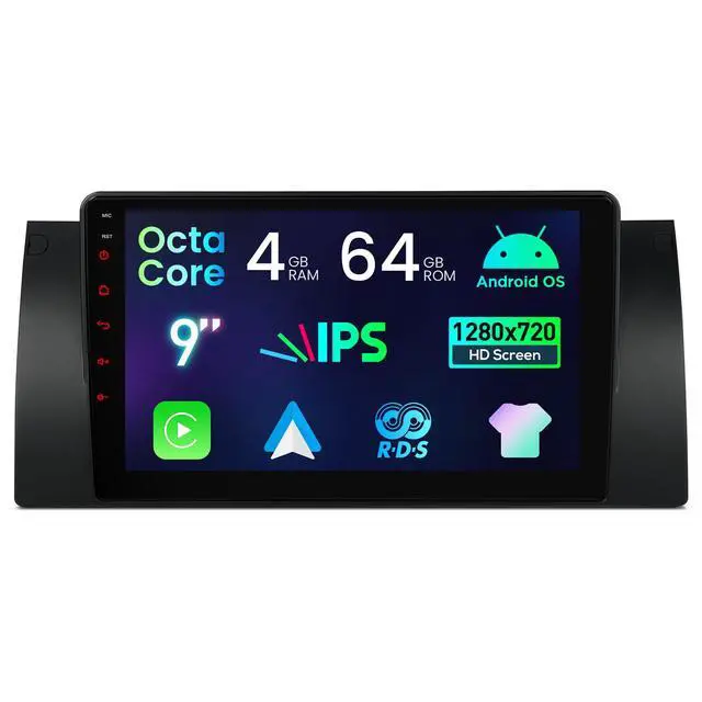 Main image of Android 14 Car Stereo for BMW X5 E53 1999-2006, 9 Inch Touch Screen Car Radio GPS Navigation Bluetooth Built-in DSP Head Unit Wireless CarPlay Android Auto (4+64GB)