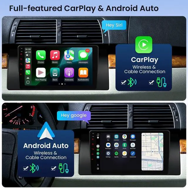 Alt view image 5 of 7 - Android 14 Car Stereo for BMW X5 E53 1999-2006, 9 Inch Touch Screen Car Radio GPS Navigation Bluetooth Built-in DSP Head Unit Wireless CarPlay Android Auto (4+64GB)