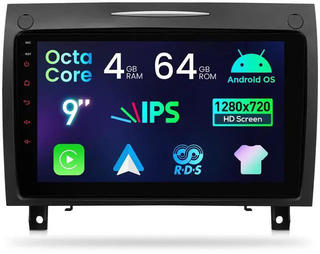 Main image of Android 14 Car Stereo for Mercedes Benz SLK Class R171 2004-2011, 9 Inch IPS Touch Screen Car Radio GPS Navigation Bluetooth Built-in DSP Head Unit Wireless CarPlay Android Auto (4+64GB)