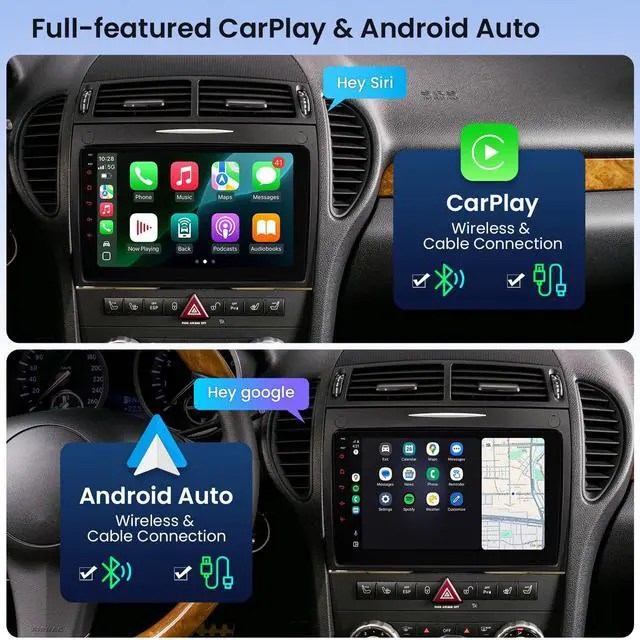Alt view image 6 of 6 - Android 14 Car Stereo for Mercedes Benz SLK Class R171 2004-2011, 9 Inch IPS Touch Screen Car Radio GPS Navigation Bluetooth Built-in DSP Head Unit Wireless CarPlay Android Auto (4+64GB)
