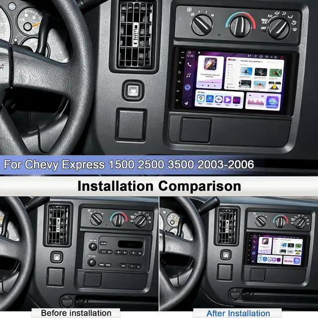 Alt view image 2 of 7 - 2+64G 7 inch Car Stereo Radio for Chevy Express 1500 2500 3500 2003-2006 | Android 14 Car Radio Wireless Carplay&Android Auto, 7" Touch Screen Head Unit Bluetooth GPS WiFi FM Mirror Link Backup Camera