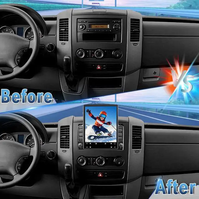 Alt view image 3 of 7 - Double Din Car Stereo Upgrade Radio for Dodge Sprinter 2007-2009 | 9.7" Touchscreen w/Wireless Carplay Android Auto GPS WiFi Bluetooth RDS DSP SWC Mirrorlink Backup Camera