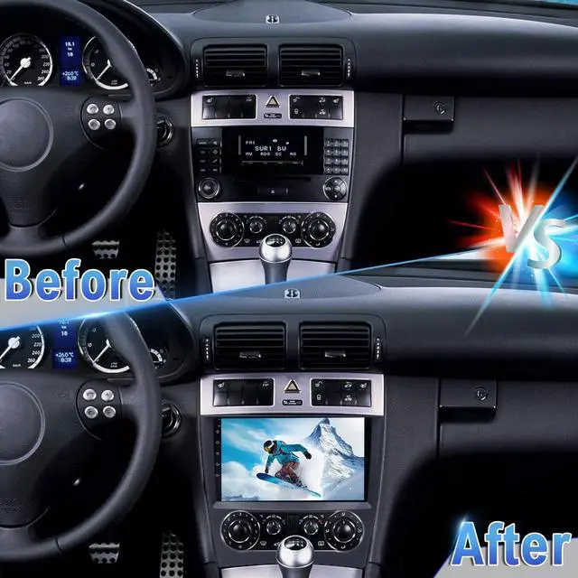 Alt view image 3 of 6 - Car Radio for Mercedes C-Class W203 C230 CLK350 C280 C350 CLK W209 2003-09 | Android 14 4G+64G 9" Touch Screen Car Stereo with Carplay Android Auto GPS WiFi Mic Backup Camera