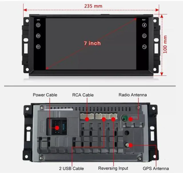 Alt view image 7 of 7 - 7'' Upgrade Car Radio for Dodge Nitro 2007 2008 2009 2010 2011 2012 Stereo | Touch Screen for Dodge Nitro with Carplay Android Auto Bluetooth GPS WiFi Backup Camera FM SWC Mic