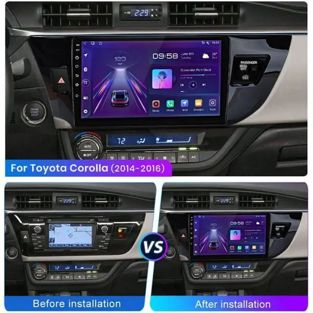 Alt view image 2 of 7 - Car Stereo Radio Compatible for Toyota Corolla 2014-2016 with Carplay Android Auto GPS Navigation 10in Touchscreen Car Radio Player with Bluetooth WiFi FM/RDS SWC Mirror Link + Backup Camera