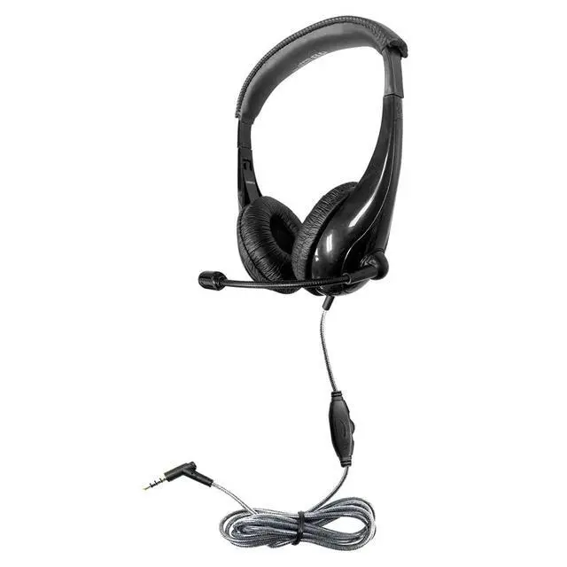 Alt view image 3 of 5 - Motiv8 MidSized Multimedia Headset InLine Volume Control, Steel Gooseneck Microphone, 3.5mm SlimBarrel Plug, Leatherette Cushions, DuraCord Black Classroom Headset (10 Pack)