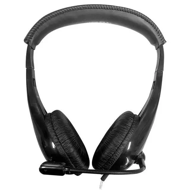 Alt view image 4 of 5 - Motiv8 MidSized Multimedia Headset InLine Volume Control, Steel Gooseneck Microphone, 3.5mm SlimBarrel Plug, Leatherette Cushions, DuraCord Black Classroom Headset (10 Pack)