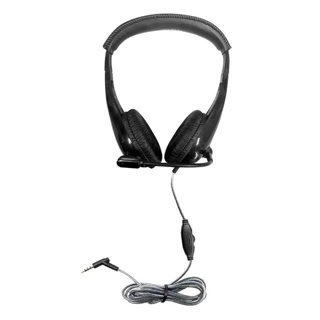 Alt view image 5 of 5 - Motiv8 MidSized Multimedia Headset InLine Volume Control, Steel Gooseneck Microphone, 3.5mm SlimBarrel Plug, Leatherette Cushions, DuraCord Black Classroom Headset (10 Pack)