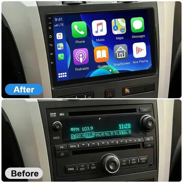 Alt view image 2 of 6 - 10.1'' Android 14 Car Stereo Radio for Chevy Traverse 2009-2012, Touch Screen Radio with Carplay Android Auto GPS Navi SWC Bluetooth WiFi FM RDS DSP Mirror Link Split Screen MIC Backup Camera