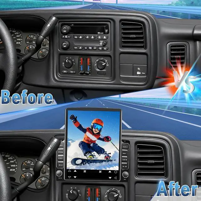 Alt view image 6 of 7 - Android 14 Double Din Car Stereo Radio for Chevy Tahoe 2003-2006 | 9.7" Touchscreen Car Radio w/Wireless Carplay Android Auto GPS WiFi Bluetooth RDS DSP SWC Backup Camera
