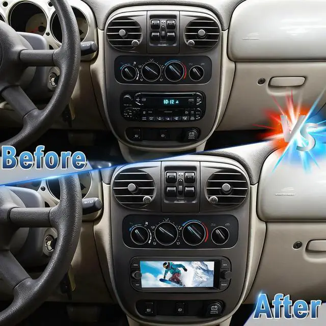 Alt view image 6 of 6 - 2 Din Car Stereo Upgrade Radio for Chrysler PT Cruiser 2003-2005 | Android 14 4G+64G 6.86" Touchscreen Carplay Android Auto GPS WiFi Bluetooth RDS DSP SWC Mirrorlink Mic Backup Camera