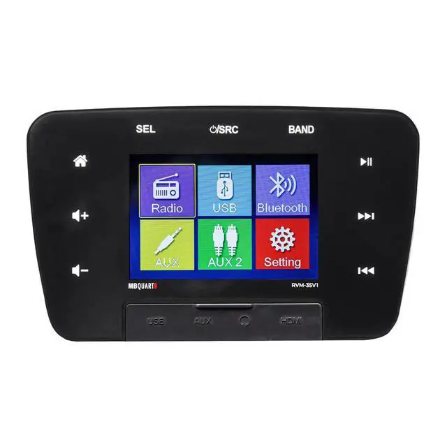 Alt view image 3 of 7 - RVM-35V1 160W 3.5" Touchscreen Mechless Multimedia Bluetooth Source Unit w/Multi-Zone Audio, USB, AM/FM Radio & Camera Input for RVs & Cars