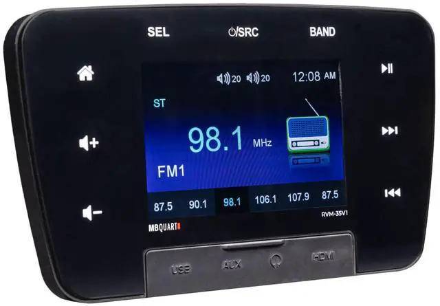 Main image of RVM-35V1 160W 3.5" Touchscreen Mechless Multimedia Bluetooth Source Unit w/Multi-Zone Audio, USB, AM/FM Radio & Camera Input for RVs & Cars