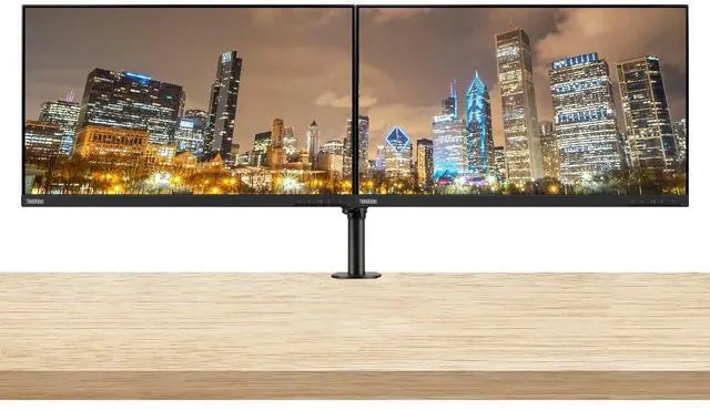 Main image of ThinkVision S24e-20 23.8" Full HD 1920 x 1080 WLED LCD Monitor 2-Pack, 250 Nit, FreeSync, HDMI-VGA, Raven Black Bundle with Adjustable Desk Mount Monitor Stand