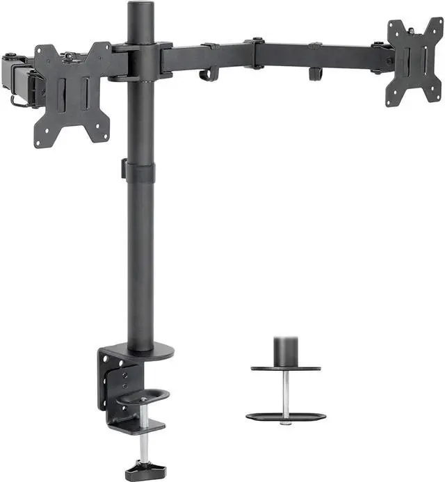 Alt view image 6 of 6 - ThinkVision S24e-20 23.8" Full HD 1920 x 1080 WLED LCD Monitor 2-Pack, 250 Nit, FreeSync, HDMI-VGA, Raven Black Bundle with Adjustable Desk Mount Monitor Stand