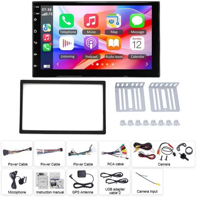 Alt view image 7 of 7 - 7" Car Stereo Upgrade for Toyota Tacoma 1998-2004 w/CarPlay Android Auto | Double Din Android 14 IPS Touchscreen for Tacoma Radio w/GPS Bluetooth WiFi FM RDS SWC Camera Mic, 2+32G