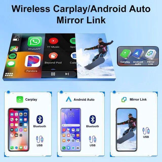 Alt view image 3 of 6 - 4G+64G - Double Din Car Stereo Radio for Suzuki Grand Vitara 2005-2015 | 9" IPS Touchscreen Head Unit Car Audio Receiver w/Carplay Android Auto,GPS,Bluetooth,WiFi,FM,SWC,AUX-in +AHD Backup Camera