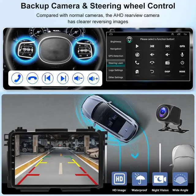 Alt view image 6 of 6 - 4G+64G - Double Din Car Stereo Radio for Suzuki Grand Vitara 2005-2015 | 9" IPS Touchscreen Head Unit Car Audio Receiver w/Carplay Android Auto,GPS,Bluetooth,WiFi,FM,SWC,AUX-in +AHD Backup Camera