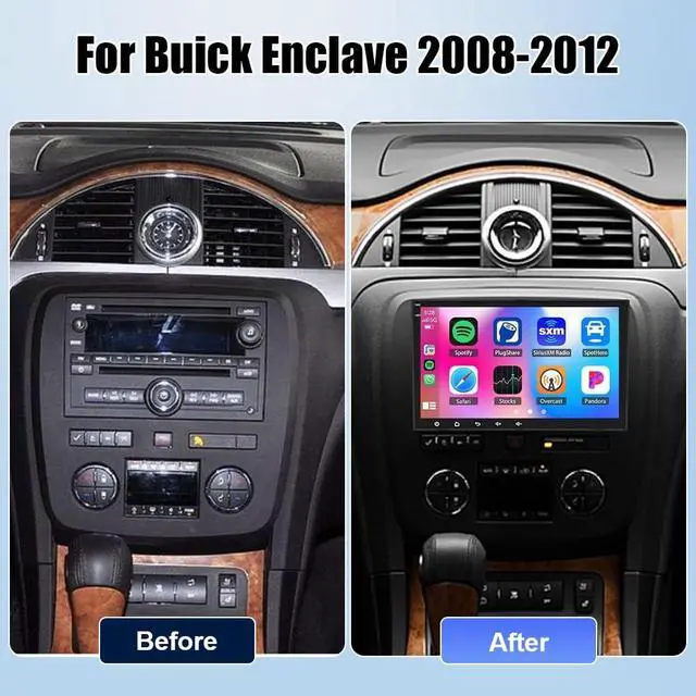 Alt view image 2 of 7 - Double Din Car Stereo for Buick Enclave 2008-2012 w/CarPlay & Android Auto | 2+32G Car Radio Head Unit w /8" Touchscreen GPS Navi Bluetooth WiFi FM EQ DSP Split Screen SWC Mirror Link