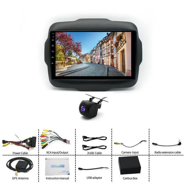 Alt view image 6 of 7 - Android 13 Double Din Car Radio for Jeep for Renegade 2015-2020 | 2G+32G 9" Touch Screen Car Stereo Radio with Wireless Carplay Android Auto GPS Navigation WiFi Mic Backup Camera