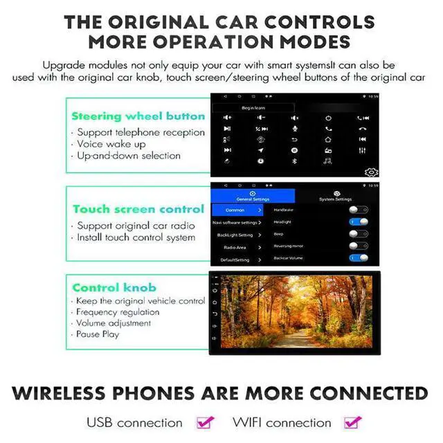 Alt view image 4 of 7 - Android 13 Double Din Car Stereo for C*orolla 2009-2013 | 2G+32G 9 Inch Touch Screen Car Stereo Radio with Wireless Carplay Android Auto GPS Navigation WiFi Mic Backup Camera
