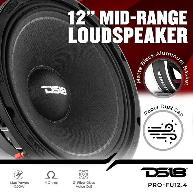 Alt view image 2 of 7 - PRO-FU12.4 12" Mid Range Loudspeaker, 1200 Watts, 600 RMS, 4 Ohms - Powerful Car Audio Midrange Speaker (1 Speaker)