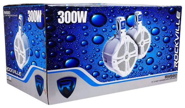 Alt view image 6 of 6 - RWB80W 8" White Marine Wakeboard Tower Speaker Pair with Covers | 300W Peak / 200W RMS Each, 2-Way, 4-Ohm, Waterproof, RWBC80 Neoprene Speaker Covers Pair, Boat and ATV Compatible, 4-items