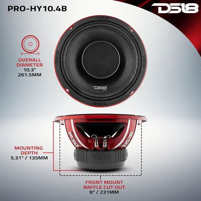 Alt view image 4 of 6 - PRO-HY10.4B 10" Water Resistant Hybrid Mid-Range Loudspeaker with Built-in Driver 700W Max Power 4-Ohm - 10" Midrange with Compression Driver Horn Great for Motorcycles and All Audio Applications