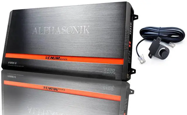 Main image of V1200.5 Venum Series 2400 Watts Max 5-Channel Car Amp with Power Plant Chip 4-Way Protection Circuitry Multi-Channel Bridgeable Class A/B Amp with Remote Bass Boost Control Knob Include