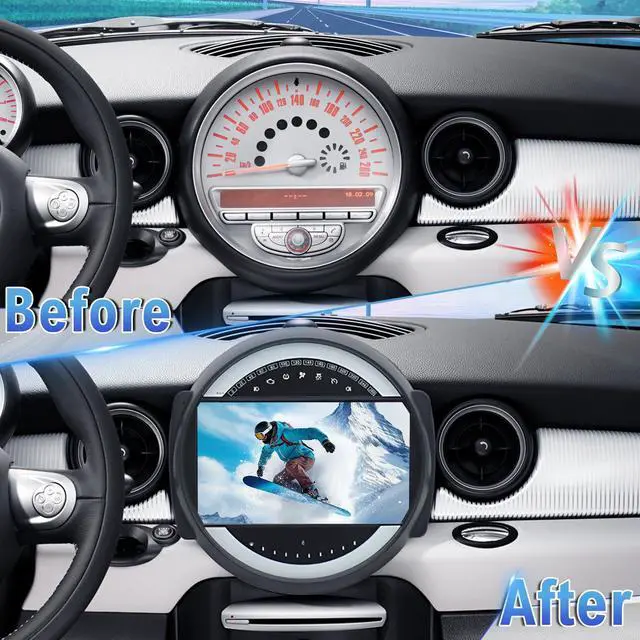 Alt view image 6 of 7 - Android 14 Double Din Car Radio Compatible with Mini Cooper R56 2007 2008 2009-2014, 2G+64G 9" Touch Screen Car Stereo with Wireless Carplay Android Auto GPS WiFi Mic Backup Camera