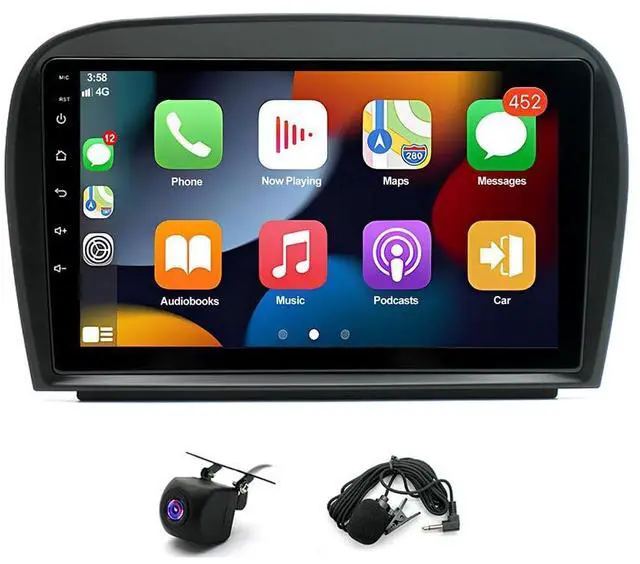 Alt view image 4 of 7 - 9 inch Android 14 Double Din Car Radio Stereo for Mercedes SL63 SL65 SL500 R230 SL350 SL500 2005-2012, 4+64G Touchscreen Car Radio with Wireless Carplay Android Auto GPS Navi Bluetooth Backup Camera
