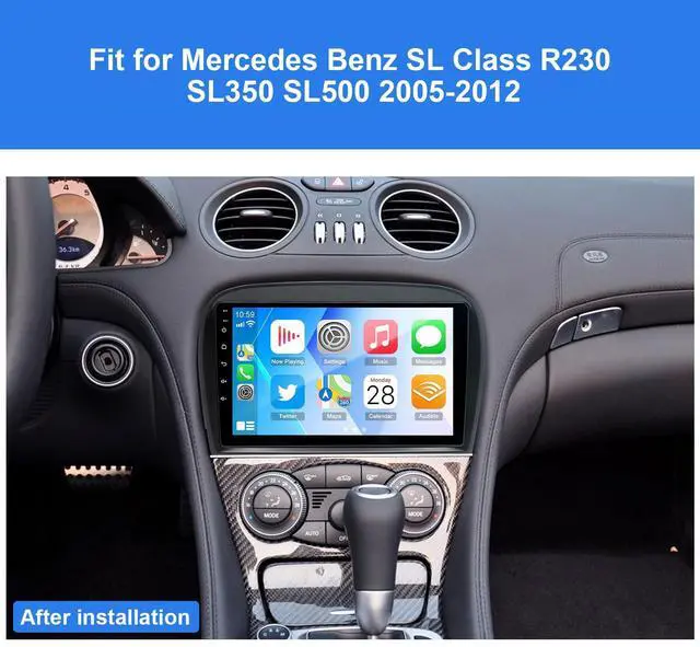 Alt view image 3 of 7 - 2+64G Double Din Car Radio Stereo for Mercedes SL63 SL65 SL500 R230 SL350 SL500 2005-2012, 9 inch Car Radio Android 14 with Wireless Carplay Android Auto with GPS Navi Bluetooth Backup Camera