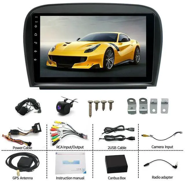 Alt view image 2 of 6 - 4+64G Car Radio Stereo for Mercedes SL63 SL65 SL500 R230 SL350 SL500 2005-2012, 9 inch Android 13 with Wireless Carplay Android Auto Double Din Radio Stereo GPS Navi Bluetooth Backup Camera