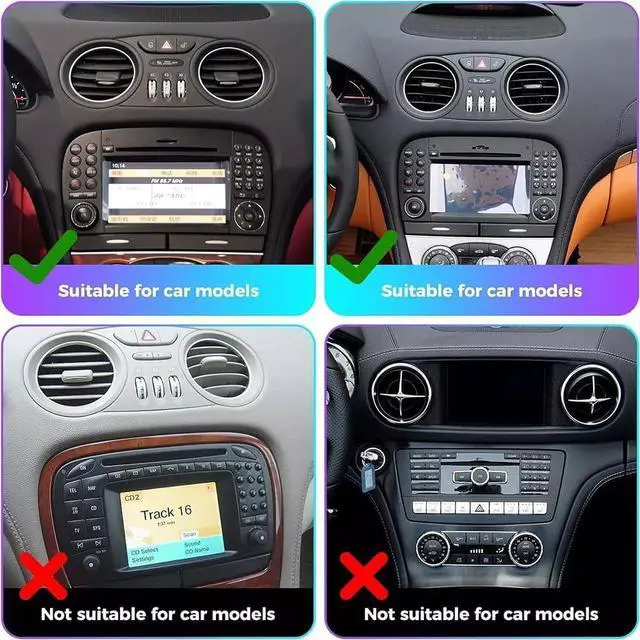 Alt view image 4 of 6 - 4+64G Car Radio Stereo for Mercedes SL63 SL65 SL500 R230 SL350 SL500 2005-2012, 9 inch Android 13 with Wireless Carplay Android Auto Double Din Radio Stereo GPS Navi Bluetooth Backup Camera