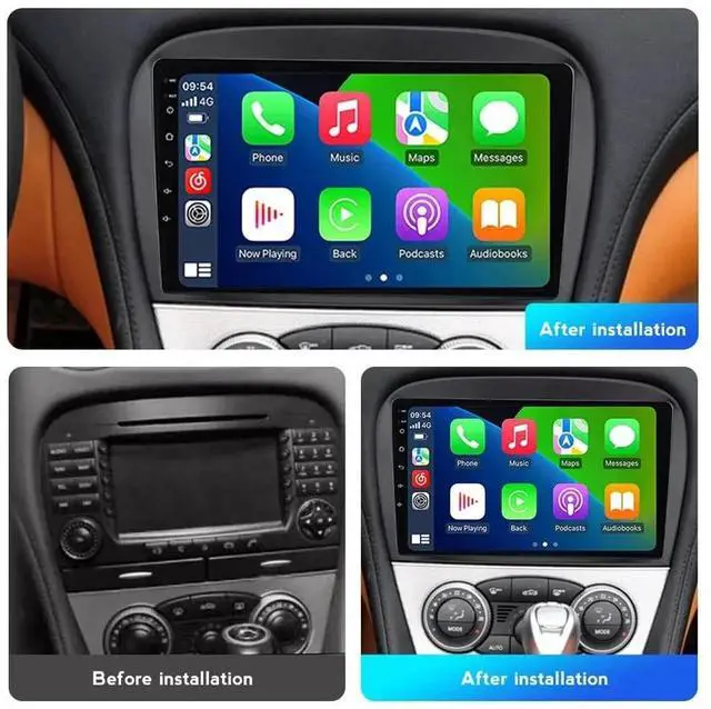 Alt view image 6 of 6 - 4+64G Car Radio Stereo for Mercedes SL63 SL65 SL500 R230 SL350 SL500 2005-2012, 9 inch Android 13 with Wireless Carplay Android Auto Double Din Radio Stereo GPS Navi Bluetooth Backup Camera