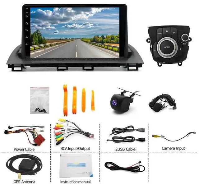 Alt view image 7 of 7 - Car Stereo Radio Compatible for Mazda 3 2014-2019 with Carplay Android Auto GPS Navigation 9in Touchscreen Car Radio Player with Bluetooth Wifi FM/RDS SWC Mirror Link Split Screen + Backup Camera