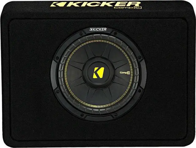 Alt view image 3 of 7 - TCWC102 CompC 10" Subwoofer in Thin Profile Enclosure 2-Ohm | Shallow behind-seat truck box, forced-air cooled woofer, big bass from minimal mounting depth, 10 inch size