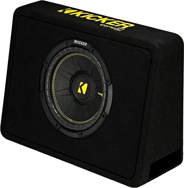 Alt view image 2 of 7 - TCWC102 CompC 10" Subwoofer in Thin Profile Enclosure 2-Ohm | Shallow behind-seat truck box, forced-air cooled woofer, big bass from minimal mounting depth, 10 inch size
