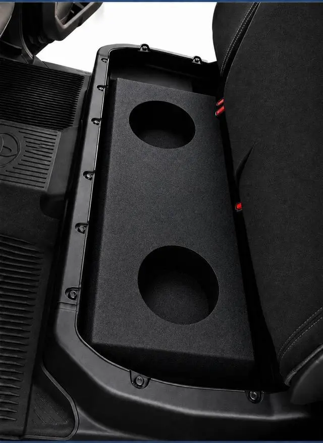 Main image of REC132 12" Subwoofer Box for 2022-2023 Toyota Tundra Crew Max | Dual 12" Sealed Enclosure, 5/8" MDF, Bed Liner Spray, 0.6 Cu Ft Per Sub, 4.375" Mounting Depth, Under-Seat Fit