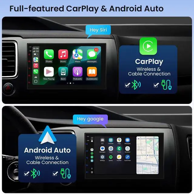 Alt view image 5 of 7 - Universal Double Din Car Stereo, 7IPS Touchscreen Head Unit with GPS Navigation, Built-in DSP, Bluetooth, Wireless CarPlay & Android Auto, 2GB RAM + 64GB Storage