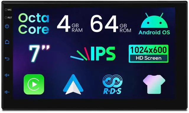 Main image of Universal Double Din Car Stereo, Android 14 Octa Core Car Radio Player, 7 Inch Touch Screen Head Unit GPS Navigation Support Bluetooth DSP CarPlay Android Auto Split Screen 4G LTE 5GHz WiFi