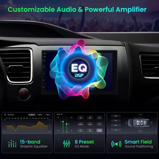 Alt view image 6 of 7 - Universal Double Din Car Stereo, Android 14 Octa Core Car Radio Player, 7 Inch Touch Screen Head Unit GPS Navigation Support Bluetooth DSP CarPlay Android Auto Split Screen 4G LTE 5GHz WiFi